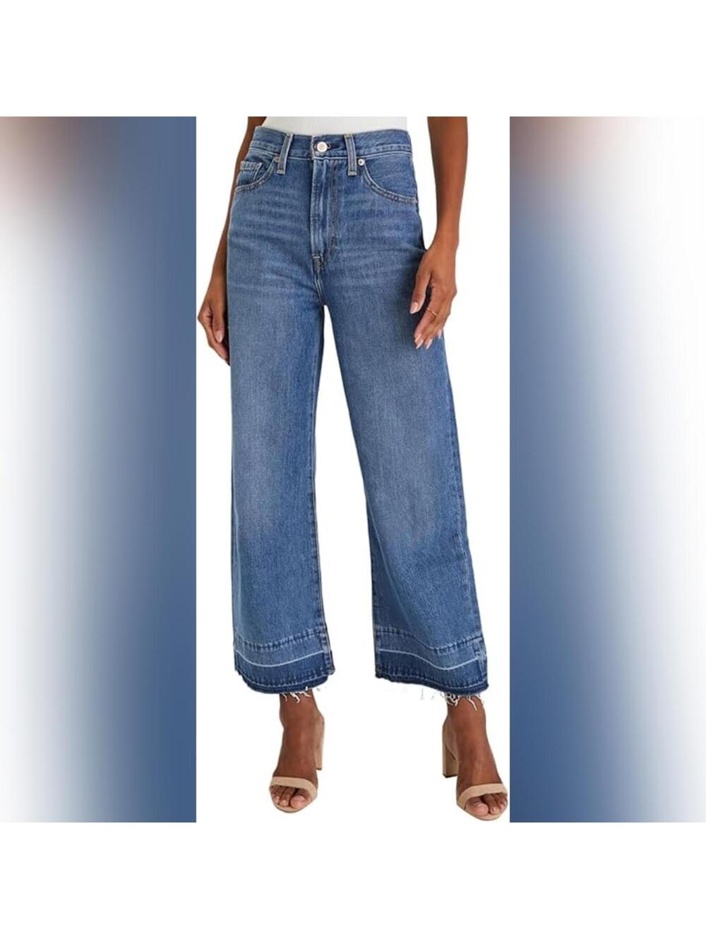 NWT Astylish High Waisted Wide Leg Zimbaplatinum Denim Jeans Pants, Size 16